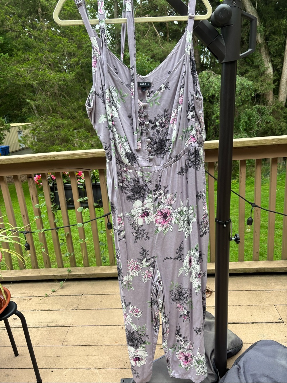 torrid Lavender Floral Jumpsuit with Pink & White Blooms